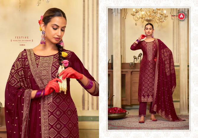 Hanshika By Triple Aaa Muslin Weaving Jacquard Dress Material Orders In India
